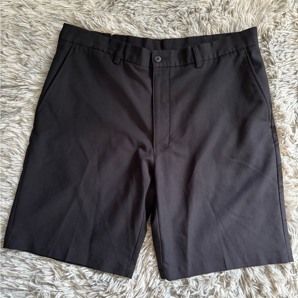 Hogan Black Flat Front Shorts Lightweight Athletic Design